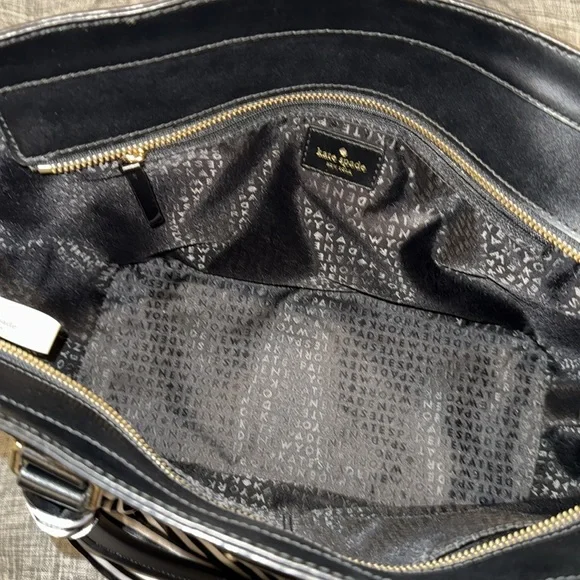 Kate Spade Bag Vegan Leather Black and White Checker Geometric Tote - Picture 11 of 17